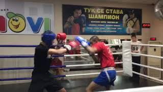 Boxing club Mizia 80. Sparring session. Valentin Ivanov. Red t-shirt