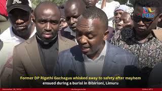 Former DP Gachagua whisked away to safety after mayhem ensued during a burial in Bibirioni, Limuru