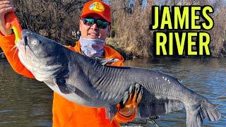 MONSTER CATFISH in THE JAMES RIVER! WINTER FISHING FOR BIG CATFISH IN RICHMOND VIRGINIA! BREAKING PB