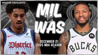 Milwaukee Bucks vs Washington Wizards Full Game Highlights | Dec 21 | 2025 NBA Season