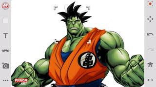 Hulk + Son Goku Dragon Ball Z | Fusion Art | Marvel And Anime Superheroes Fan Art