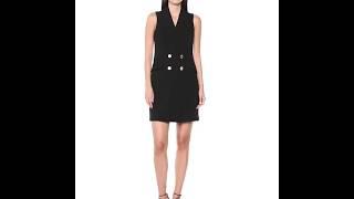 Calvin Klein Womens Sleeveless Collared Blazer Dress Black 14 Clothing