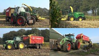 Mais hakselen en inkuilen door Jansen Heeten B.V. met John Deere 8400i en Fendt trekkers (2024)