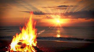 Campfire & Ocean Waves White Noise | Relax, Focus or Sleep Better | 10 Hours