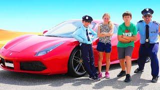 Jason pretend play officer in a Ferrari story