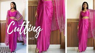 Drapping skirt | How to make Drapping skirt without dummy | आजकल Trend में चलने वाला धोती स्कर्ट |