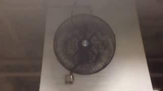 Windy brand high capacity wall fan in a parking garage