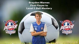 Peninsula Power Football Academy - Brayden Warnes first to complete Level 4 Ball Mastery