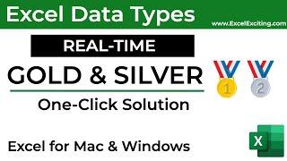 Get Real Time GOLD & SILVER stock price in Excel