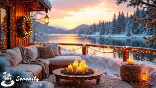 Lakeside Porch Ambience  Winter Morning with Smooth Piano Music to Relax, Study  Serenity Sounds