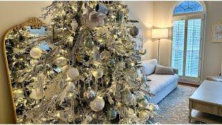 Decorating an Icy Blue, White and Silver Christmas Tree 2024 | Decorate with Me | Happy Haute Home |