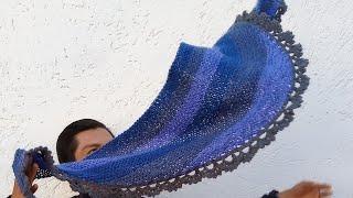 chal tejido a dos agujas / SHAWL MEDIA LUNA  / tutorial chal fácil / Tricot o dos agujas / Shawl