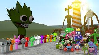 HORROR LIME SPRUNKI ARMY VS ALL MONSTERS In Garry's Mod!