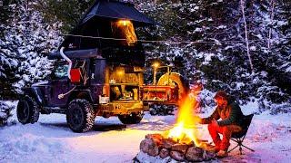 Winter Camping In Snow And Freezing Temperatures With Heated Rooftop Tent