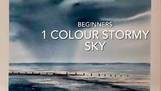 1 COLOR BEGINNERS STORMY SKY Watercolor SEASCAPE LANDSCAPE Loose Watercolor PAINTING Techniques demo