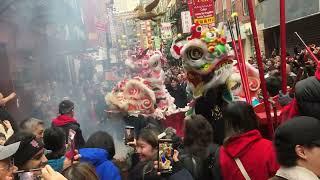 Chinatown Community Young Lions Lion Dance Drumming, Lion Dance, and Firecrackers on CNY2024 