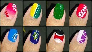 Top 10 Easy nail art designs with household items  || Nail art at home for beginners