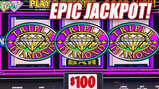 TRIPLE DOUBLE DIAMOND EPIC JACKPOT   HIGH LIMIT $400 BETS  TRIPLE TRIPLE TRIPLE SEVEN SEVEN!