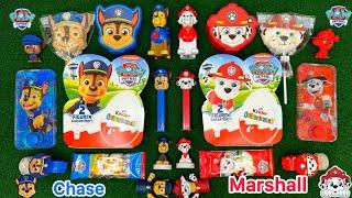 PAW PATROL CHASE VS MARSHALL UNBOXING TOYS  | PAW PATROL COLLECTION REVIEW | CANDY ASMR OPENING