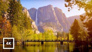 4K UHD Yosemite Falls in Autumn Golden Hour | 6Hr Merced River Ambience for Sleep and Relaxing