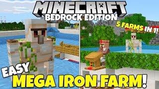 Minecraft Bedrock: MEGA IRON FARM Tutorial! 5 Farms In 1! 440 Iron/Hour! MCPE Xbox PC Switch PS5