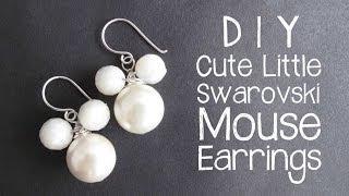 DIY Mouse Earrings with Swarovski Pearls - wire wrapping jewelry tutorial