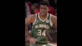 Giannis powers through and dunks it over John Collins!