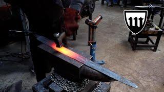 Forging a wild Damascus great sword, part 1, forging the blade.