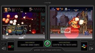 Contra (Sega Genesis vs Snes) Side by Side Comparison