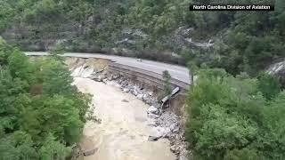 Video of damage from Helene flooding to I-40 in North Carolina