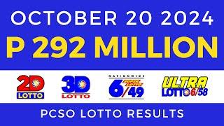 Lotto Result Today 9pm October 20 2024 PCSO