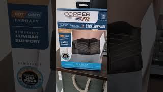 Copper Fit.  Rapid Relief. Back Support.  Unboxing, Use and Product Review.