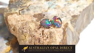 Gold Earrings, Green Earrings, Opal Stud Earrings - Australian Opal Direct | Worldwide Shipping