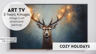 Vintage Christmas TV Art Vintage Art TV Reindeer Frame Tv Art Screen Holiday Slideshow Screensaver