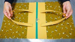 DIY zippered Tote bag️How to make cloth bags at homeHandbag easy sewing tutorialFor beginners