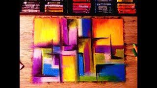 Making Contemporary Abstract Painting | Satisfying | Oil Pastel | Cloth Blurring Technique