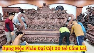 Dựng Mộc Nghê Bảo Đỉnh Cột 20 Gỗ Cẩm Lai Khủng VIP Nhất Việt Nam ( đồ gỗ đồng kỵ mạnh kha )