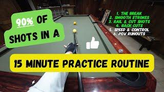 HOW TO PRACTICE YOUR POOL / BILLIARDS GAME IN ONLY 15 MINUTES: 90% OF SHOTS COVERED