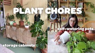 PLANT CHORES | plant supply storage and trying self watering hanging pots!