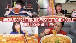 mukbangers eating the most EXTREME noodle portions of all time