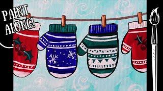 EP231- 'Christmas Mittens' how to paint easy Nordic-style winter mittens acrylic tutorial