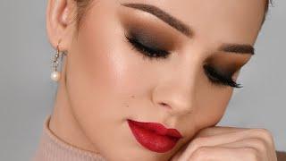 DATE NIGHT Makeup Tutorial | Sultry Smokey Eye & Red Lipstick