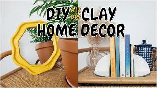 DIY AIR DRY CLAY HOME DECOR IDEAS -  Aesthetic Decor | Funky Mirror and Bookends