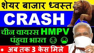 STOCK MARKET CRASH चीन वायरस HMPV पहुंचा भारतअब तक 3 केस मिले WHY NIFTY SHARE MARKET CRASH TODAY