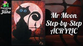 Mr. Moon the Cat - Step by Step Acrylic Painting Tutorial