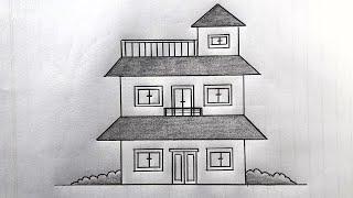 My Nice House Ghar ka chitra Home Drawing  Art Easy Pencil