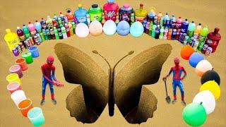 How to make Butterfly with Orbeez & Cement, Giant Balloons of Fanta, 7up, Coca Cola, Sodas vs Mentos