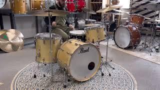 Pearl Wood Fiberglass "Platinum Mist" Drum Kit