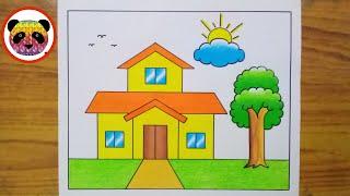 How to Draw a House / House Drawing Easy / Ghar ka Drawing Kaise Banate Hain / House Drawing