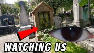 Guardians of the Grave: Creepy Cemetery with Watchful Spirits